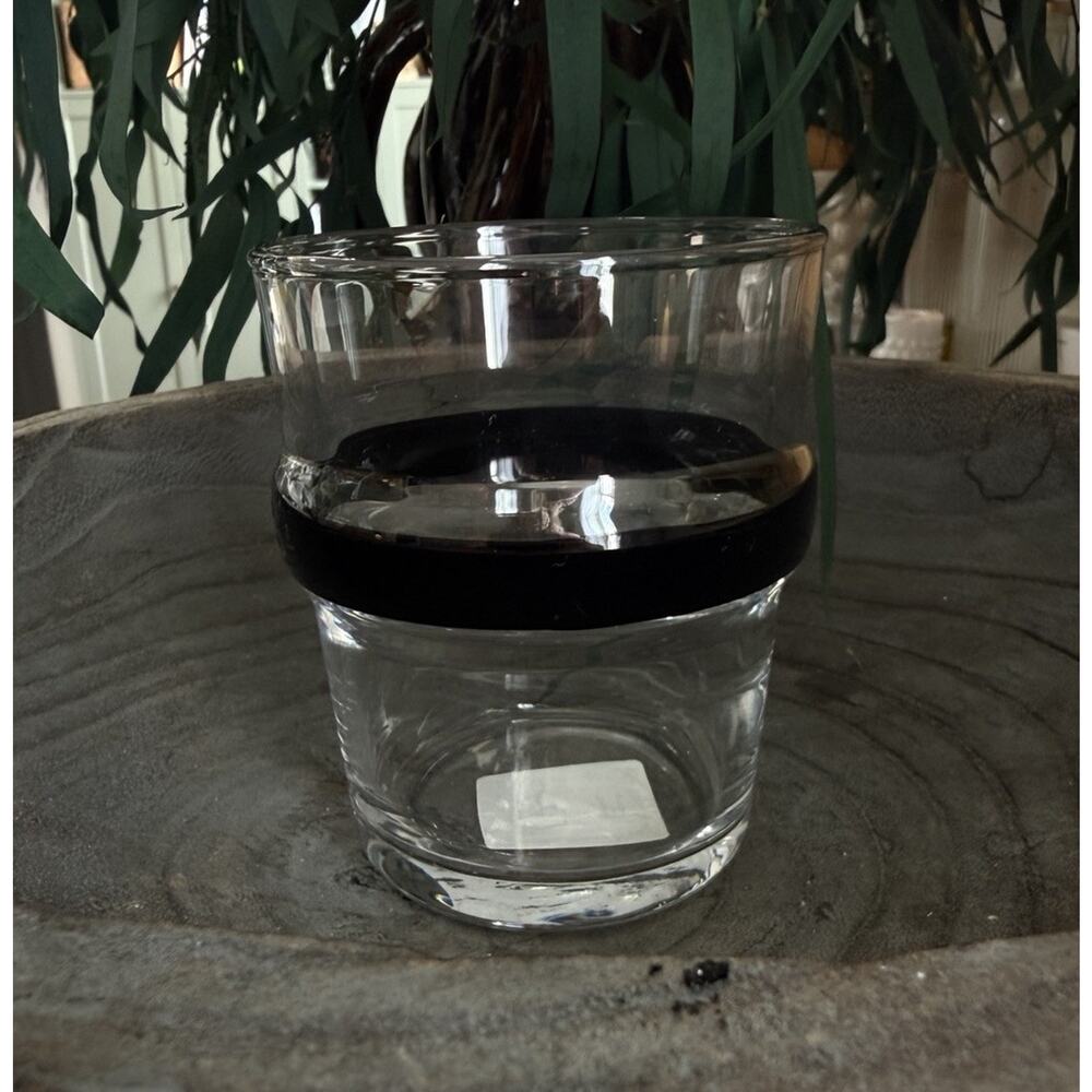 Crate And Barrel Set Of 8 Yves Noir Stacking Drink Glass Tumblers 9 0z